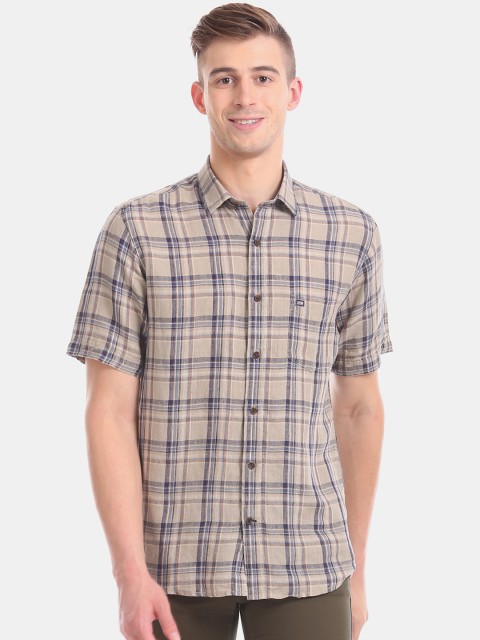 

Arrow Sport Men Beige & Blue Regular Fit Checked Casual Shirt