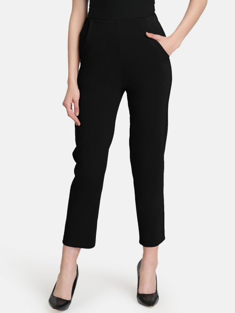 

Kazo Women Black Straight Fit Solid Regular Trousers