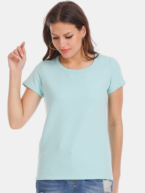 

ELLE Women Green Self Design Top