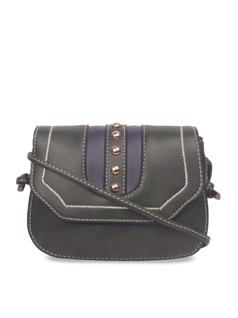

Bagkok Olive Green Textured Sling Bag