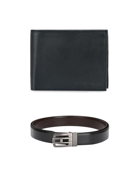 

Calvadoss Men Black & Brown Premium Belt and Wallet Gift Set