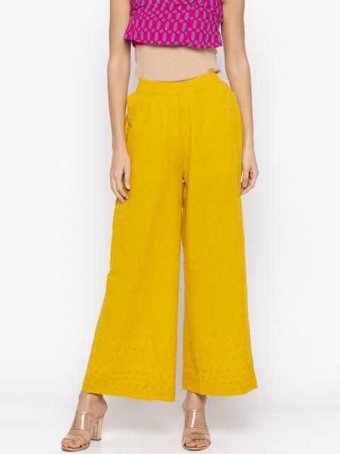 

Globus Women Mustard Yellow Solid Wide Leg Palazzos