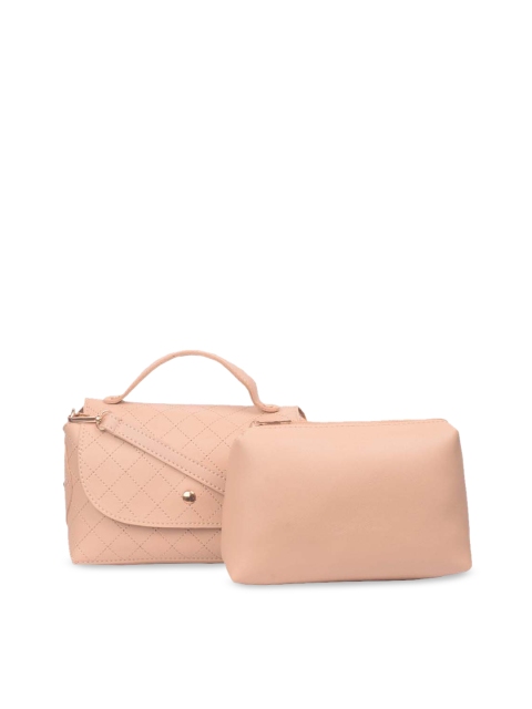 

Bagkok Peach-Coloured Solid Handheld Bag With Pouch