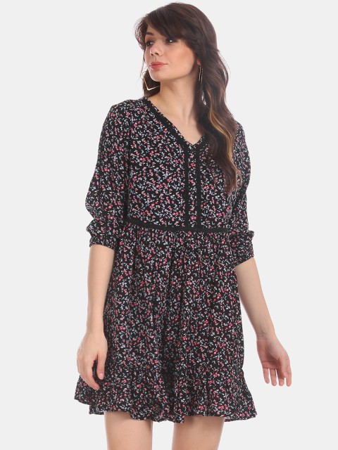 

Cherokee Women Black Printed A-Line Dress