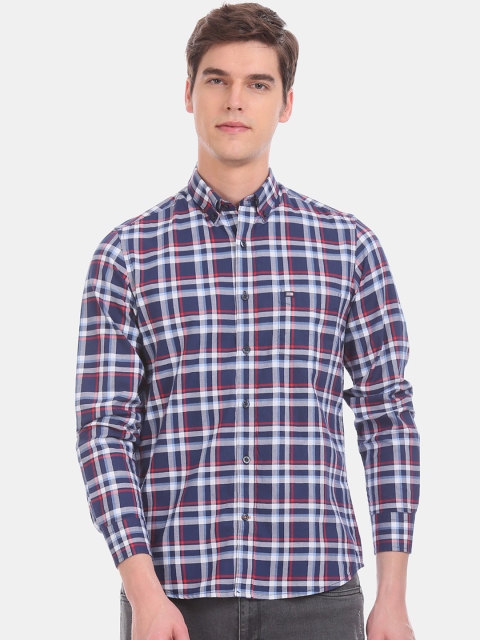 

Arrow Sport Men Navy Blue & Red Slim Fit Checked Casual Shirt