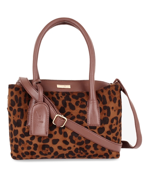 

yelloe Brown & Black Animal Print Handheld Bag