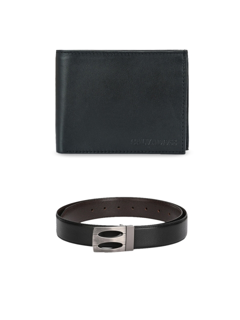 

Calvadoss Men Black & Brown Premium Belt & Wallet Gift Set