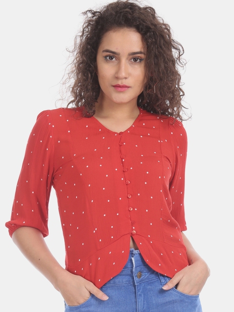 Sugr Women Red & White Printed Top