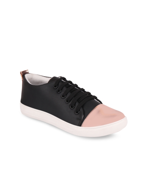 

FAUSTO Women Black & Pink Colourblocked Sneakers