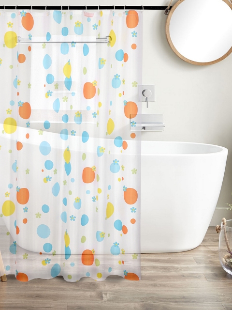 

Cortina White & Blue Printed Shower Curtain