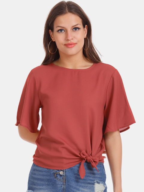 

ELLE Women Rust Red Solid Top
