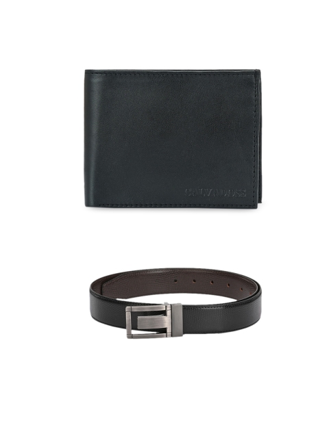 

Calvadoss Men Black & Brown Leather Accessory Gift Set