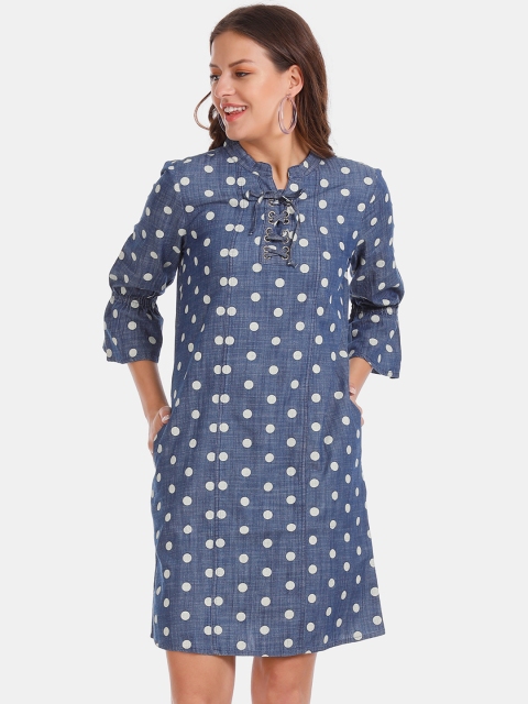 

Cherokee Women Blue Printed A-Line Dress