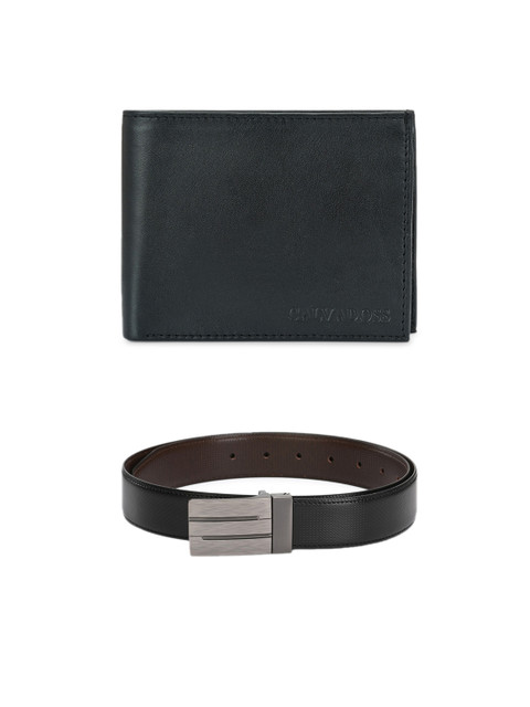 

Calvadoss Men Black & Brown Premium Belt & Wallet Gift Set