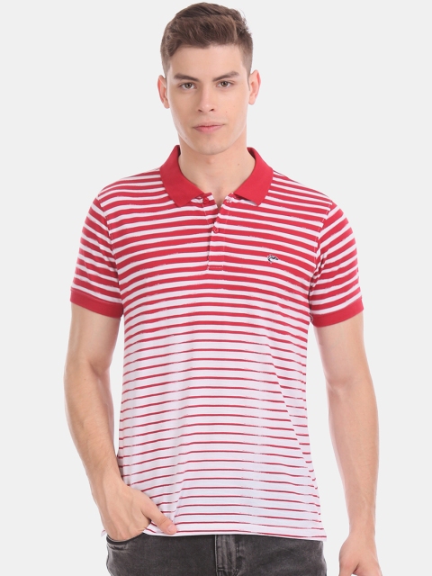 

Ruggers Men Red & White Striped Polo Collar T-shirt