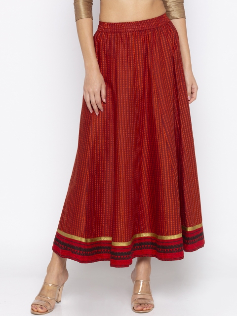 

Globus Women Red Printed Flared Maxi Skirt