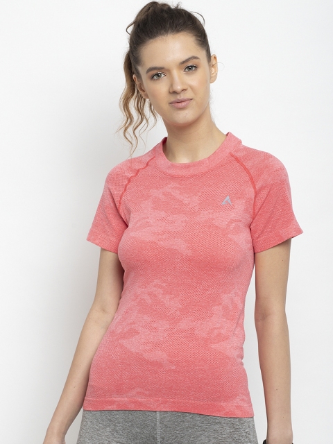 

Active Soul Women Coral Red Printed Round Neck T-shirt