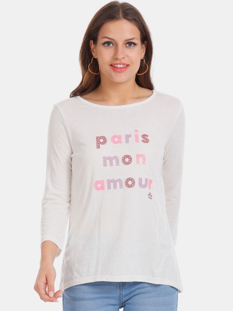 

ELLE Women White Printed Top