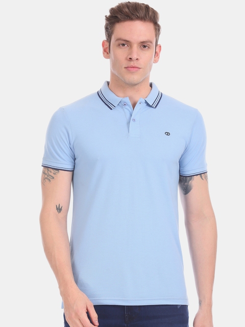 

Ruggers Men Blue Solid Polo Collar T-shirt