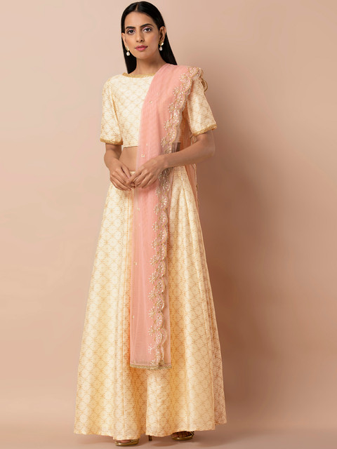 

INDYA Women Pink Embroidered Dupatta