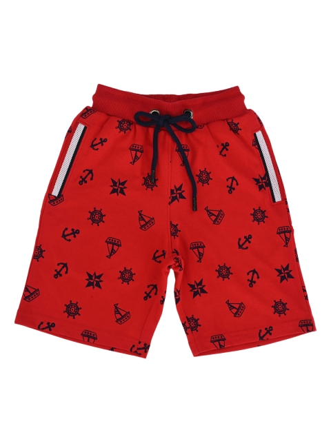 

Stupid Cupid Boys Red Printed Regular Fit Regular Shorts