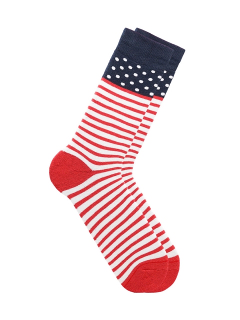 

Soxytoes Men Red & White Patterned Calf-Length Socks