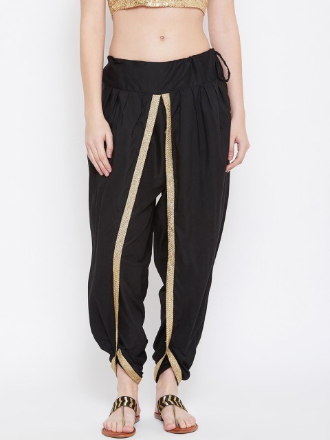 

9rasa Women Black Embellished Dhoti Pants