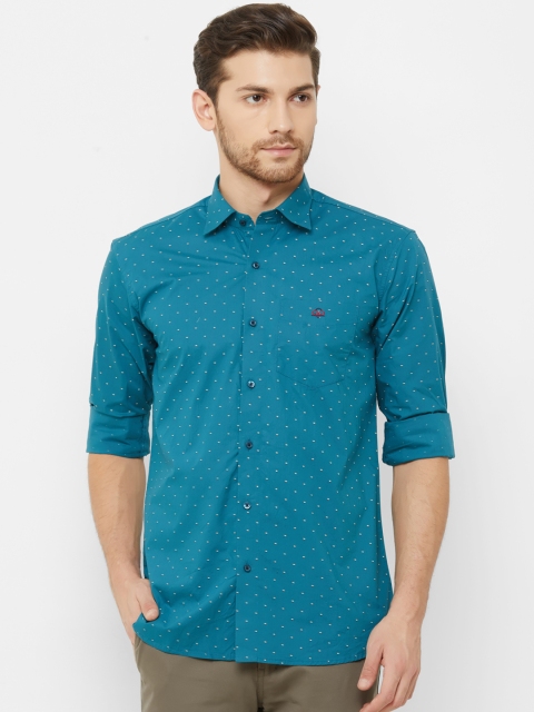 

Donzell Men Turquoise Blue Comfort Regular Fit Printed Casual Shirt