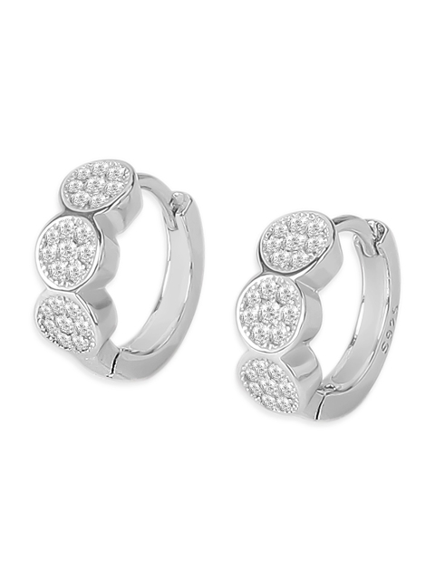 

ZAYN Silver-Plated 925 Sterling Silver CZ Studded Circular Hoop Earrings