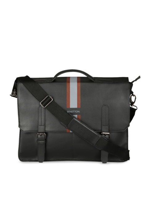 

United Colors of Benetton Unisex Black Solid Messenger Bag