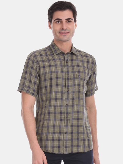 

Arrow Sport Men Green & Blue Regular Fit Checked Casual Shirt