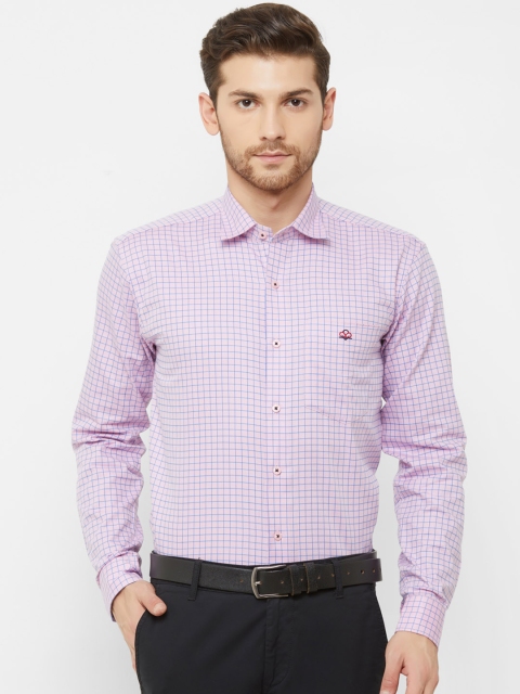 

Donzell Men Pink & Blue Comfort Regular Fit Checked Formal Shirt