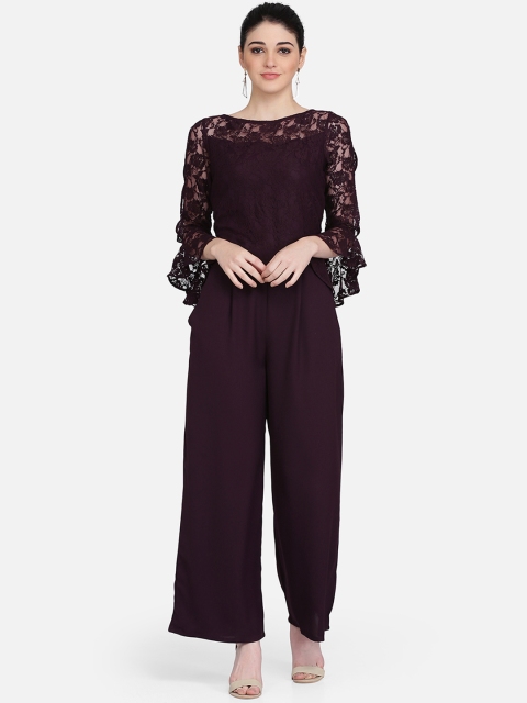 

Eavan Women Burgundy Self Design Culotte Jumpsuit