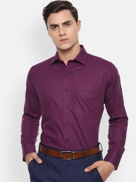 

Van Heusen Men Red & Navy Blue Slim Fit Checked Formal Shirt