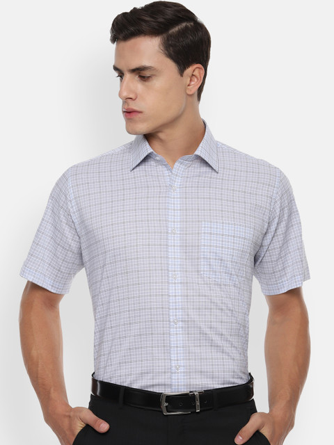 

Van Heusen Men Blue & White Regular Fit Checked Casual Shirt