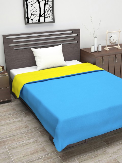 

Divine Casa Yellow & Blue Solid AC Room 110 GSM Single Bed Dohar