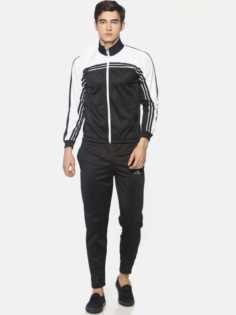 

HPS Sports Men Black & White Colourblocked Tracksuit