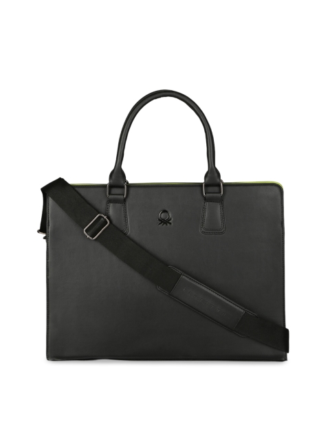 

United Colors of Benetton Unisex Black Solid Messenger Bag