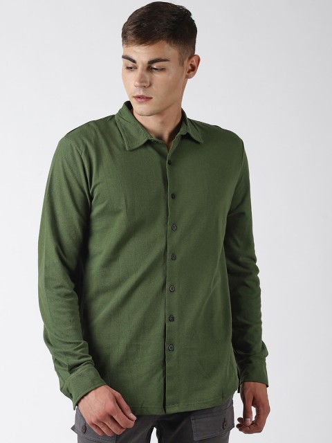 

Blue Saint Men Olive Green Slim Fit Solid Casual Shirt