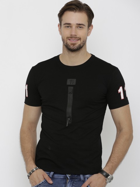 

Rex Straut Jeans Men Black Printed Round Neck T-shirt