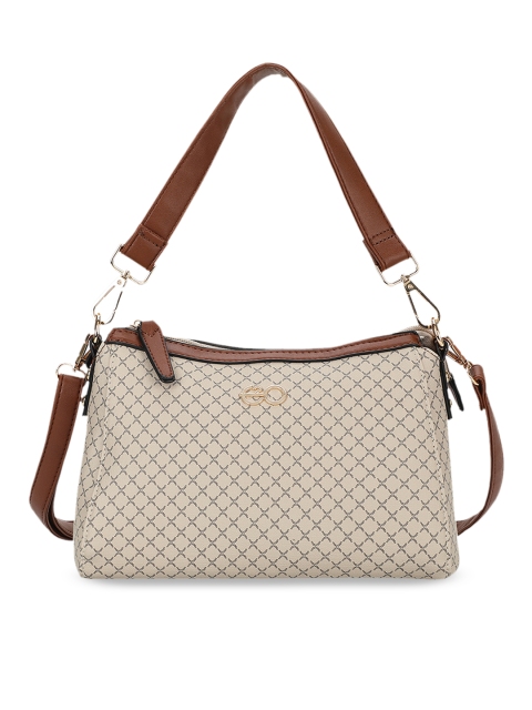 

E2O Beige & Brown Printed Handheld Bag