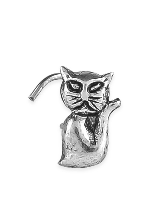 

ZAYN Oxidized 92.5 Sterling Silver-Plated Cat Nosepin