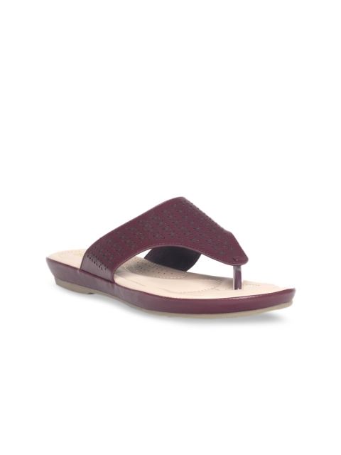 

pelle albero Women Burgundy Solid Open Toe Flats