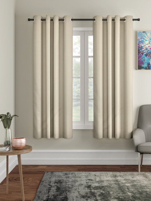 

Cortina Set of 2 Beige Solid Black Out Window Curtains