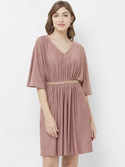 

Soie Women Pink Solid Blouson Dress