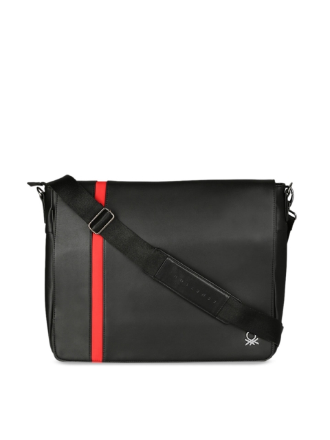 

United Colors of Benetton Unisex Black Solid Messenger Bag
