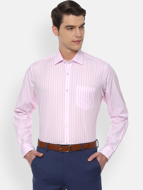 

Van Heusen Men Pink & White Regular Fit Striped Formal Shirt