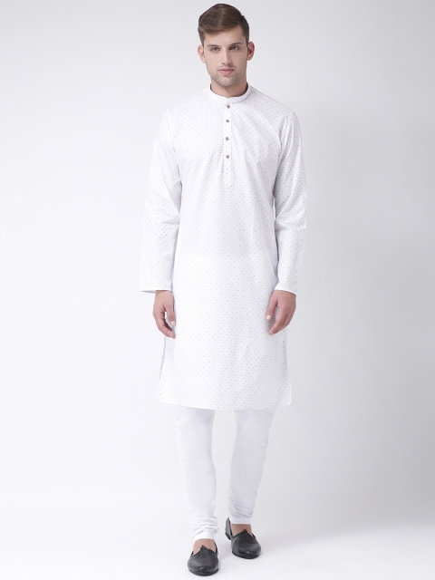 

TABARD Men White Printed Straight Kurta
