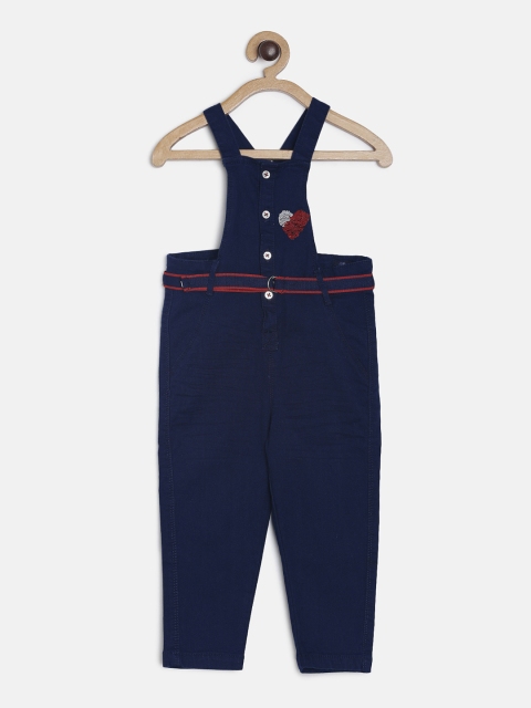 

TALES & STORIES Girls Dark Blue Solid Regular-Fit Dungarees