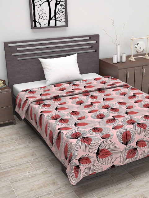 

Divine Casa Pink & Red Floral AC Room 180 GSM Single Bed Dohar